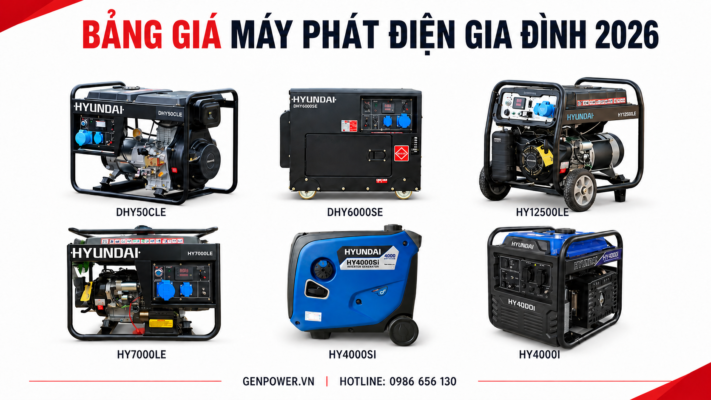 Báo giá máy phát điện Hyundai cho gia đình cập nhật 2026