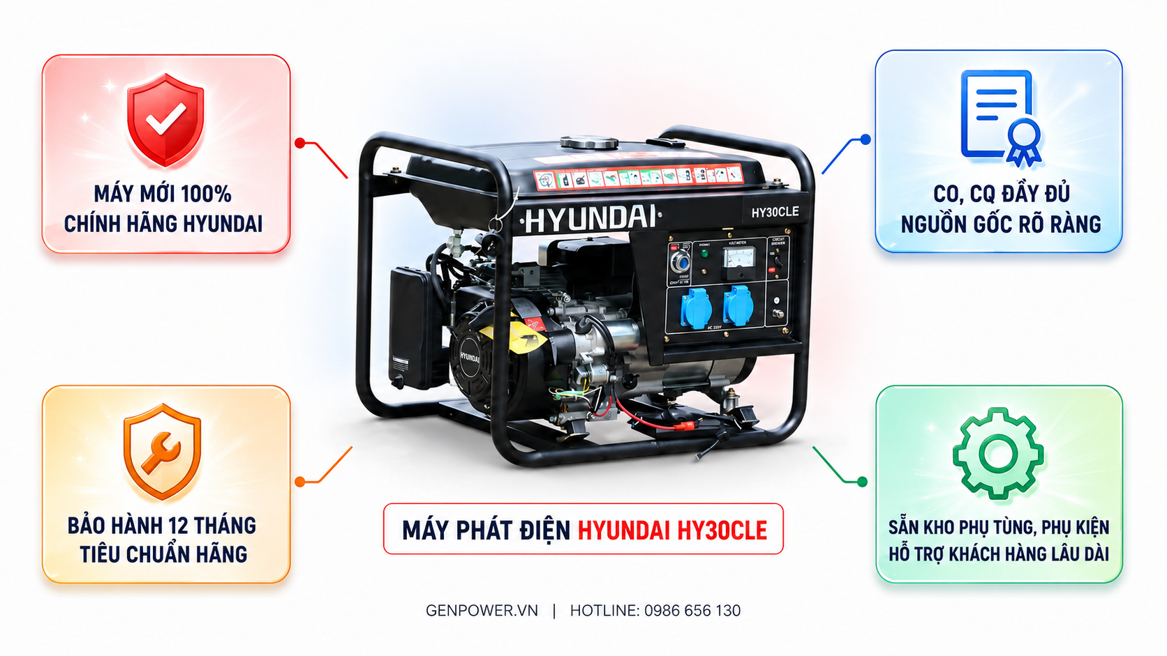 Cam kết máy phát điện Hyundai HY30CLE chính hãng