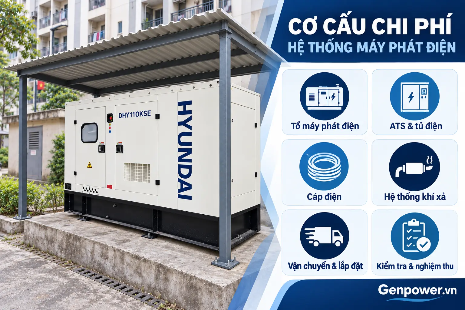 Cơ cấu chi phí báo giá hệ thống máy phát điện cho nhà ở xã hội