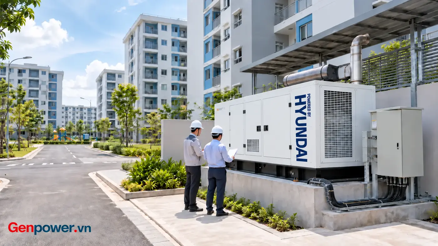 Máy phát điện Hyundai cho nhà ở xã hội và hệ thống điện dự phòng tại công trình